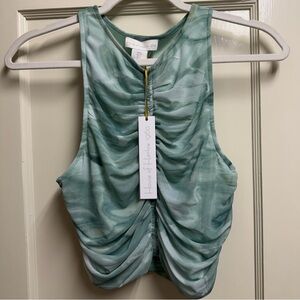 House of Harlow Blue Marble Print ruched crop tank NWT